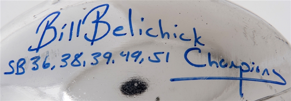 Bill Belichick Signed & Inscribed Mini Vince Lombardi Trophy & 16x20 Lot (Beckett)